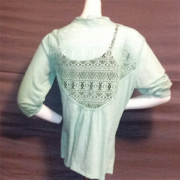 Green Lace Open Back Cardigan - Picture 3 of 7